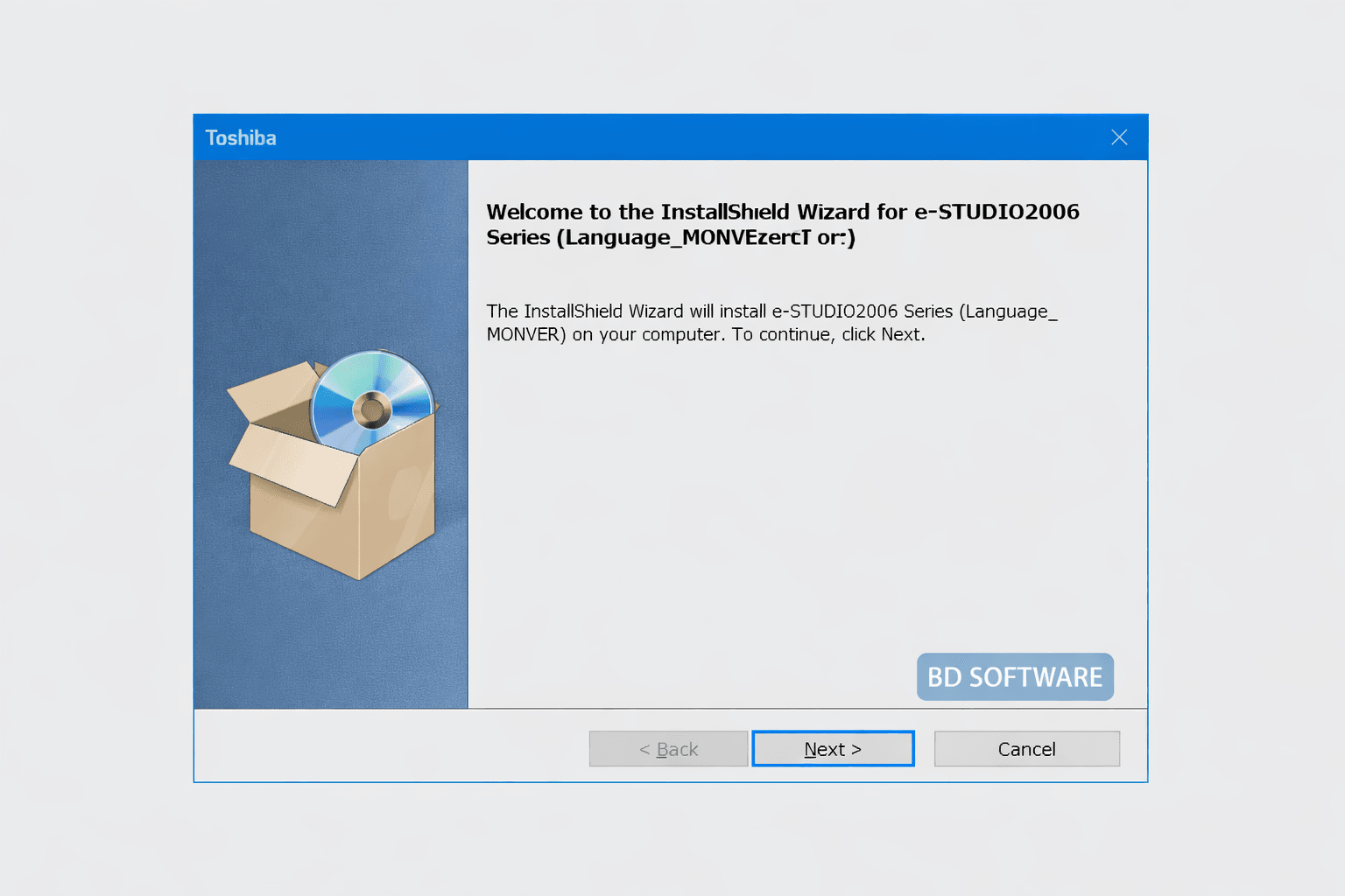 Toshiba e Studio 2006 printer driver installation window